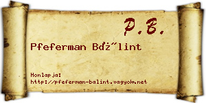 Pfeferman Bálint névjegykártya